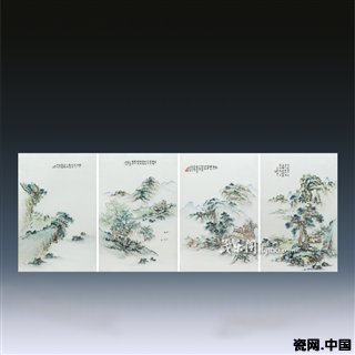《淺絳彩四季山水》